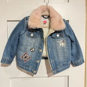 The Children's Place Blue Denim Jacket with Pink Collar